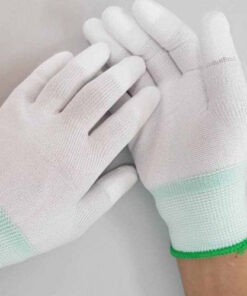 Găng tay PU phủ ngón màu trắng (có viền)